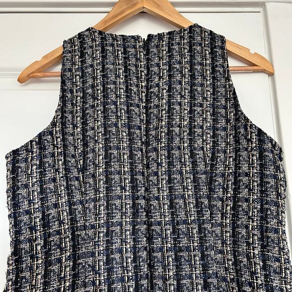 J. Crew Tweed Sheath Mini Dress Sleeveless Women's 4 Blue Career Corporate Chic - Picture 8 of 9